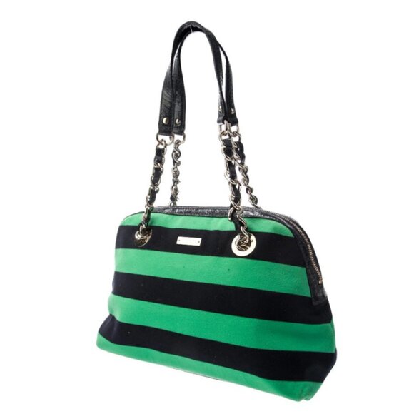 Kate Spade Green and Navy Striped Bag- Vintage Flex! - Picture 3 of 8